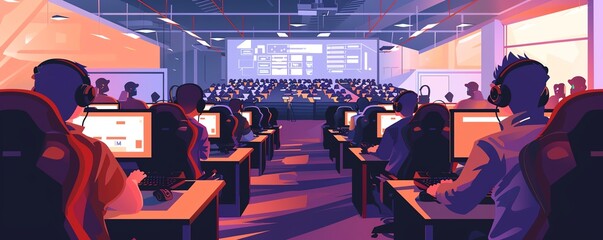 Gaming tournament, competitive esports, flat design illustration