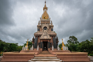Fototapeta premium The beautiful pagoda at Wat Phra That Ket Kaeo Chulamni, Chaiyaphum, Thailand