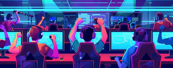 Gaming tournament, competitive esports, flat design illustration