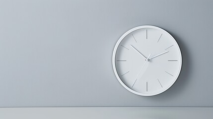 Minimalist white wall clock on light gray background showcasing modern interior design and time management concept
