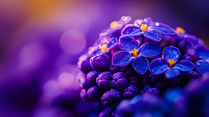 Purple Flowers with Yellow Centers Macro Photography