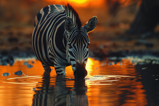 zebra in water