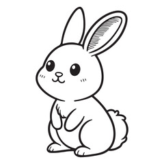 Obraz premium Line art of rabbit cartoon standing vector