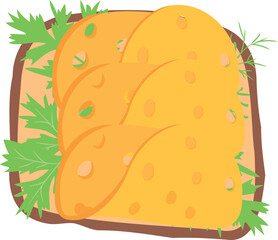 Cheese sandwich top view. Grilled toast lunch