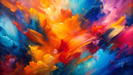 Fototapeta premium Painterly texture abstract background using bold bright brushstrokes with a contrasting color palette