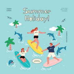 people on summer vacation. vector illustration.