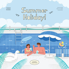 people on summer vacation. vector illustration.
