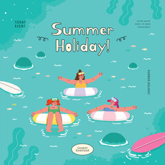 people on summer vacation. vector illustration.