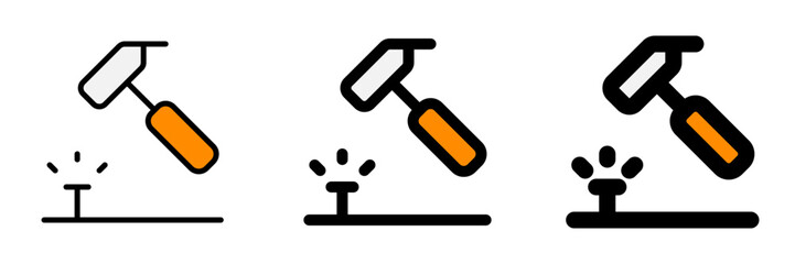 Editable hammer, nail, repair vector icon. Construction, tools, industry. Part of a big icon set family. Perfect for web and app interfaces, presentations, infographics, etc