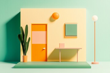 Miniature 3D Rendering of a Medical Clinic with Tiny Medical Equipment and a Small Waiting Area