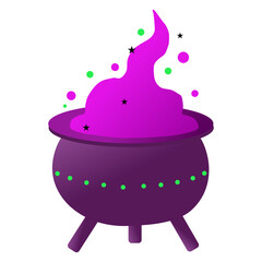 Halloween style purple witch cauldron