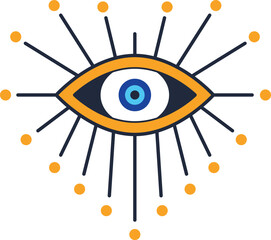 Occult eye in heart shape. Magic mystery symbol