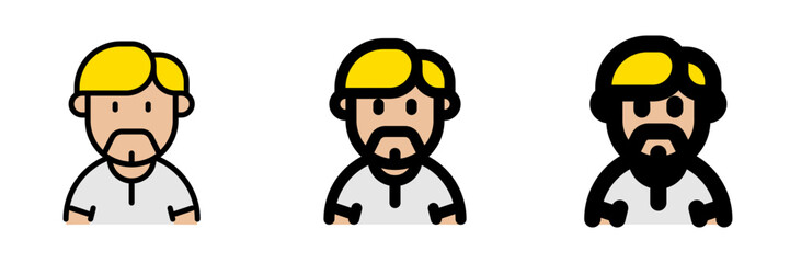 Editable beardy guy with sidecomb hairstyle avatar vector icon. User, profile, identity, persona. Part of a big icon set family. Perfect for web and app interfaces, presentations, infographics, etc