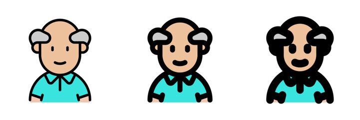 Obraz premium Editable old man grandpa with balding head avatar vector icon. User, profile, identity, persona. Part of a big icon set family. Perfect for web and app interfaces, presentations, infographics, etc