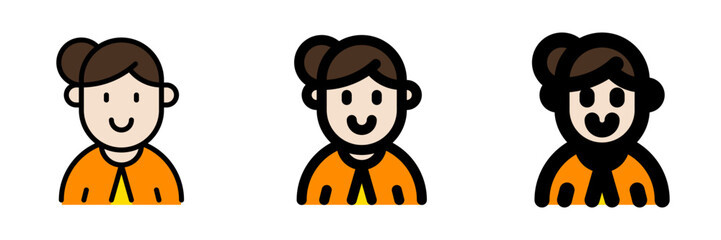Editable housewife with bun hairstyle avatar vector icon. User, profile, identity, persona. Part of a big icon set family. Perfect for web and app interfaces, presentations, infographics, etc