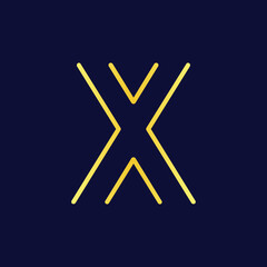 Modern Minimalist X Initial Logo in Gold