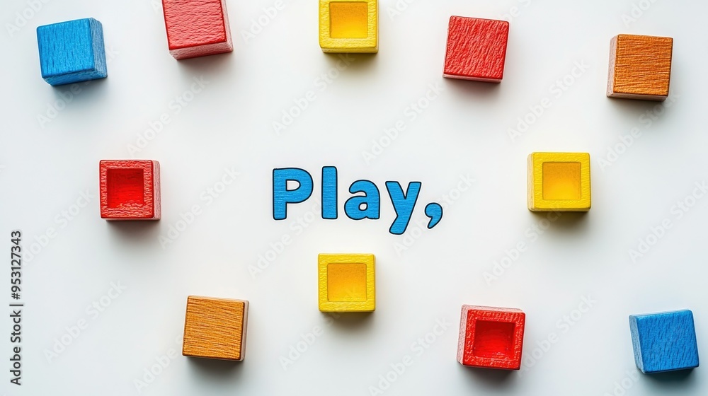 Fototapete A set of building blocks spelling out 