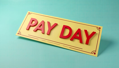 Golden Ticket to Payday: A whimsical, retro-inspired announcement for payday, featuring bold, red letters against a vibrant yellow background, evoking feelings of excitement and anticipation. Perfect 