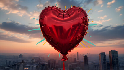heart shaped balloon in the sky