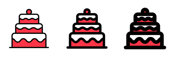 Editable party cake, wedding, birthday vector icon. Bakery, cooking, food. Part of a big icon set family. Perfect for web and app interfaces, presentations, infographics, etc