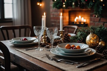 Fototapeta premium Table setting for christmas