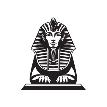 Black and white Egyptian Sphinx Statue image vector isolated on white background.