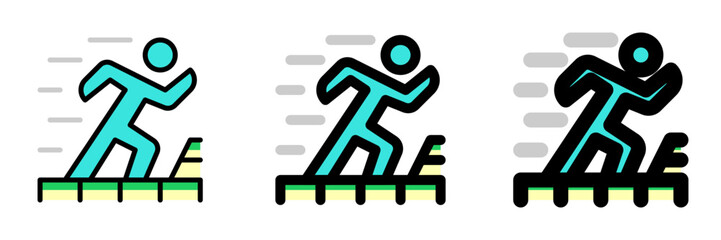 Editable platformer game, action game, running vector icon. Video game, game elements. Part of a big icon set family. Perfect for web and app interfaces, presentations, infographics, etc