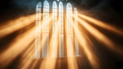 Sunlight Streaming Through a Gothic Window