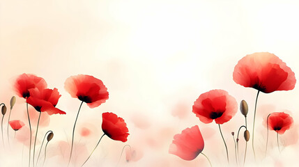 Obraz premium Watercolor Poppy Flowers in a Field: Artistic Floral Design