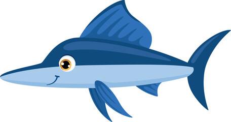 Baby shark cartoon icon. Marine animal character