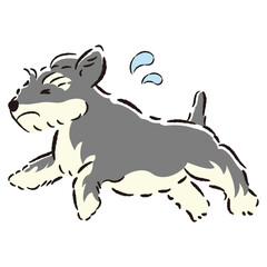 困った表情で逃げる犬のイラスト