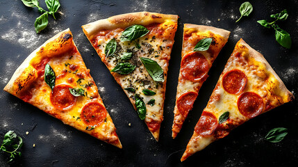 Delicious Pepperoni Pizza with Basil and Cheese - A Culinary Delight