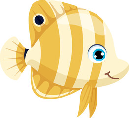 Angelfish cartoon icon. Colorful underwater animal character