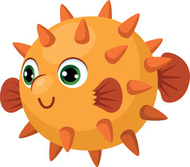 Pufferfish cartoon icon. Underwater creature. Ocean fish