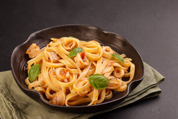 Squid Pasta in Tomato Sauce. 