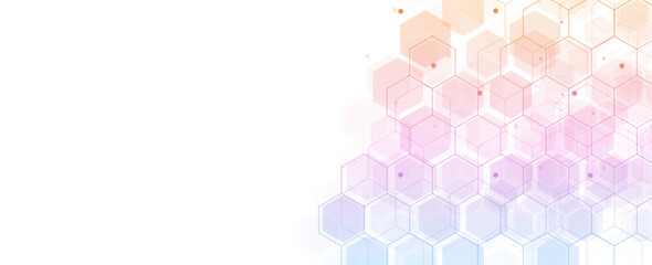 Digital technology background. Abstract hexagons background with lines and dots. Design for science, medicine or technology