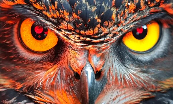 closeup eye owl on background