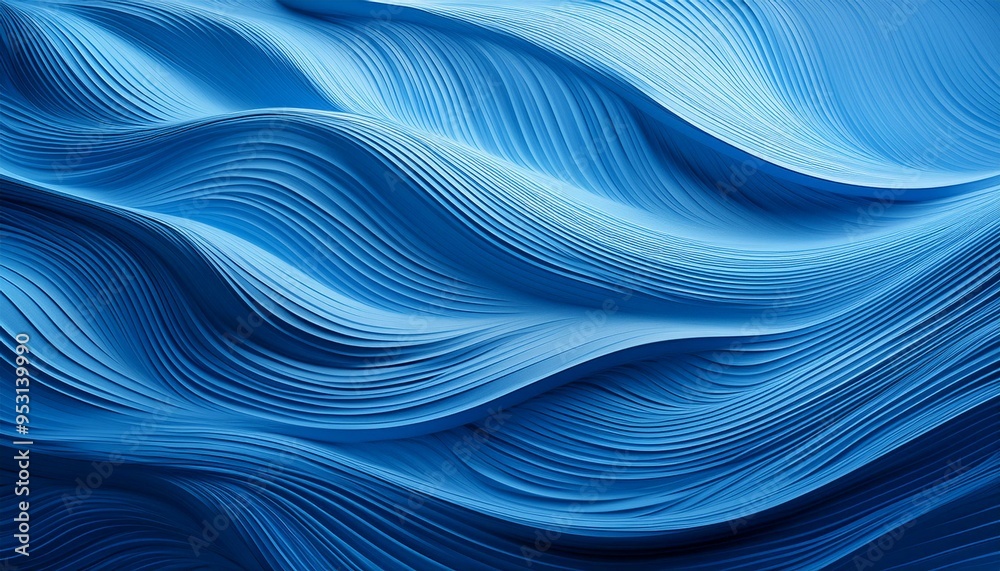 Wall mural blue pattern background with waves in the form of a wave