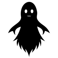 A Halloween ghost black silhouette vector illustration Isolated on a white background