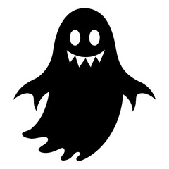 A Halloween ghost black silhouette vector illustration Isolated on a white background