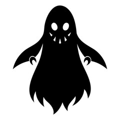 A Halloween ghost black silhouette vector illustration Isolated on a white background