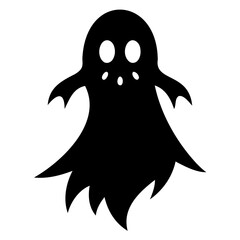 A Halloween ghost black silhouette vector illustration Isolated on a white background