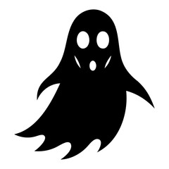 A Halloween ghost black silhouette vector illustration Isolated on a white background