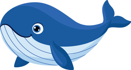 Blue whale baby animal. Cartoon kid character