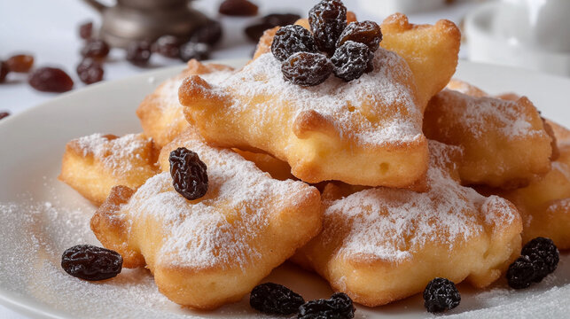 Croatian fritule with raisins.