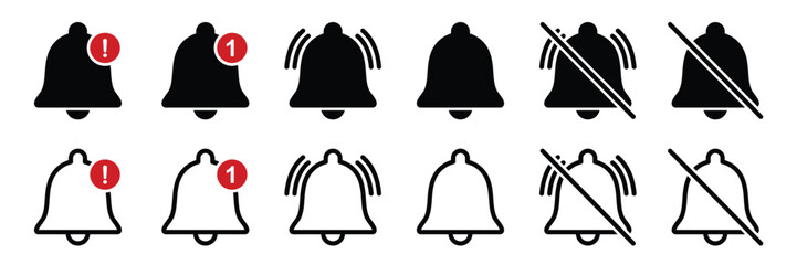 Set of ringing bell and notification icon collection. Notification bell symbol. Vector Illustration.