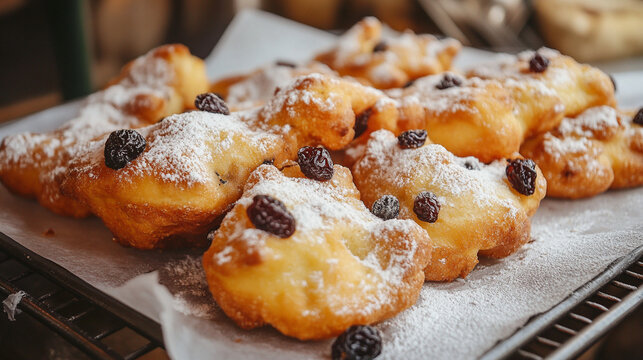 Croatian fritule with raisins.