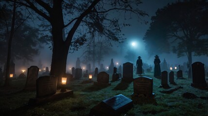 Graveyard scene at night, Halloween graveyard , Horrific graveyard Halloween night