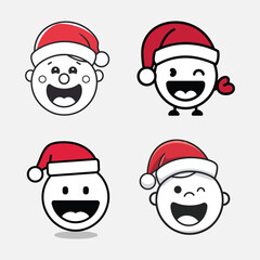 Playful Santa Claus Character Set with Festive Holiday Expressions in Cartoon Style Vector Illustration