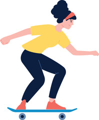 Obraz premium Woman ride on skateboard. Active teen urban lifestyle